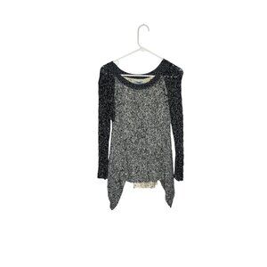 Anthropologie Leifnotes Black & White Open Knit Long Sleeve Sweater